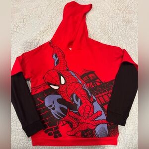 Marvel Spider-Man Boys Hoodie Red/Black Graphic Sweatshirt Size 7